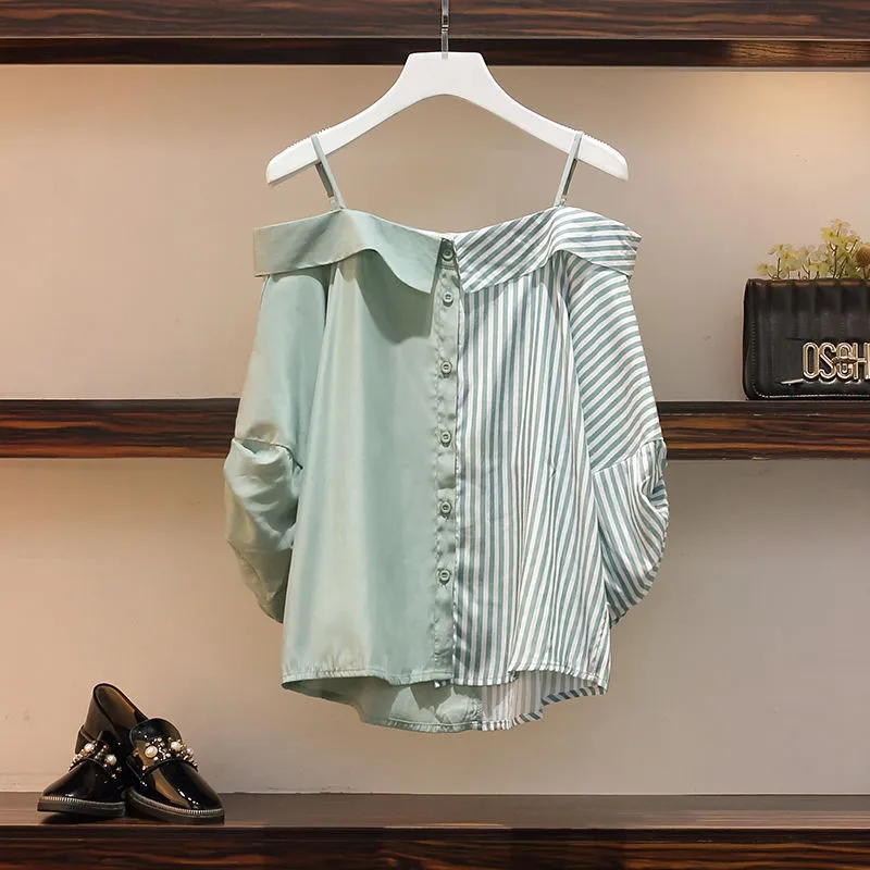 New Off-Shoulder Short-Sleeved Top And Denim Shorts Suit
