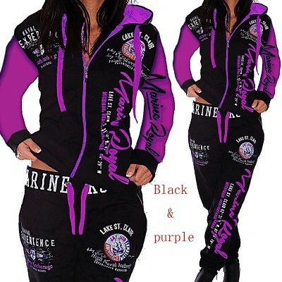Fashion Sportswear Suit Women'S Spring And Autumn New Print Hoodie