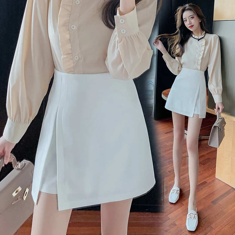 Spring And Summer New Skirt, High Waist, Fashionable And Irregular Skirt, Women''s Black Short Skirt, A-Line Skirt, Split Buttock Skirt