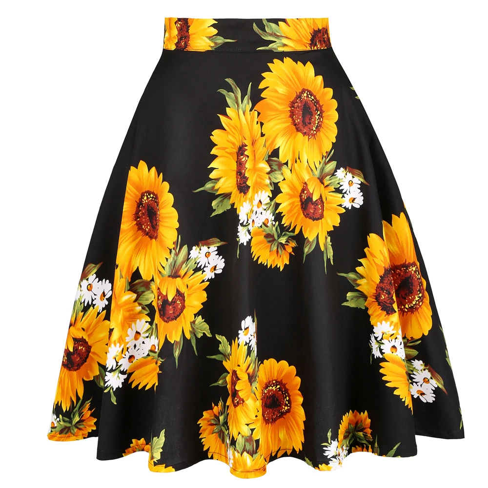 Floral Skirt, Foreign Trade Women's Clothing, Pleated Skirt