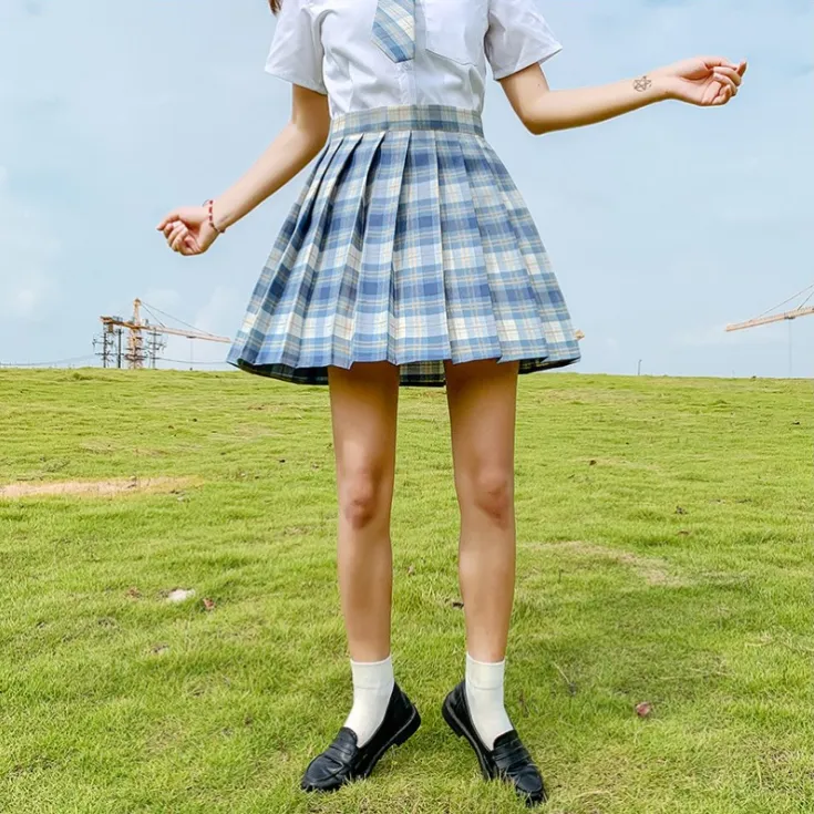 Gentle Knife JK Uniform Plaid Skirt Japanese Skirt High Waist Pleated Skirt Student Uniform School Uniform Skirt Female