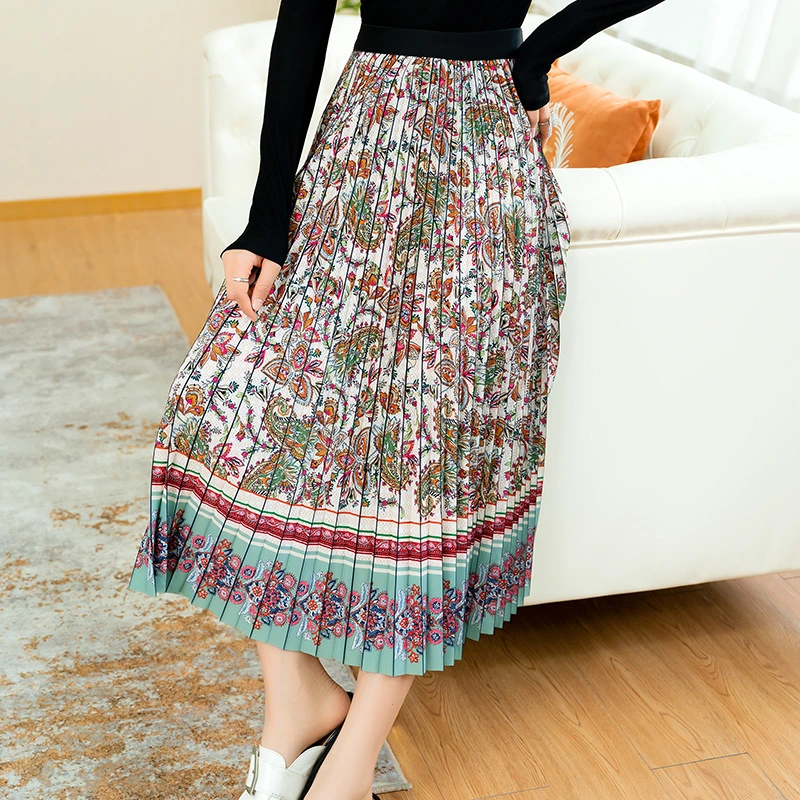 Medium Length Pleated Skirt