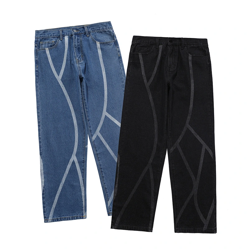 Washed Striped Men's Trousers Casual Jeans