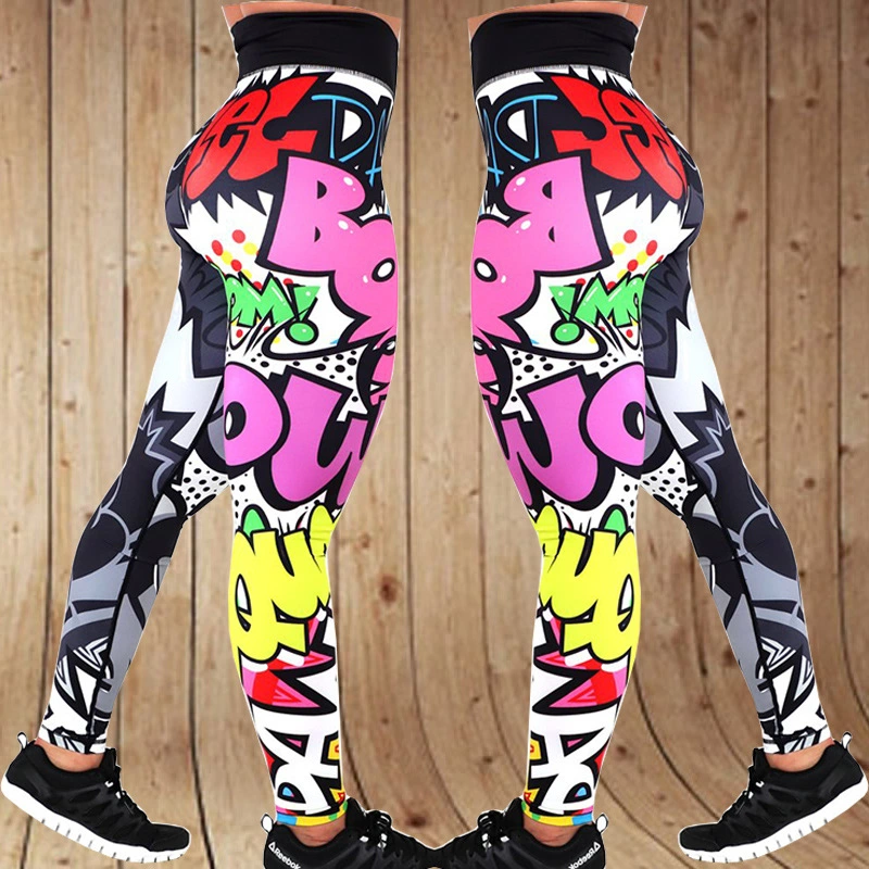 Printed Little Monster Yoga Leggings Hip High Waist Leggings