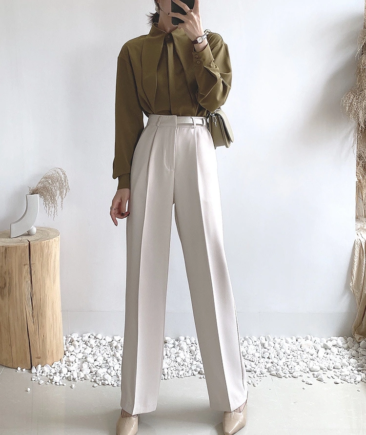 New Korean Style Niche Fashionable High-Waist Straight-Leg Trousers