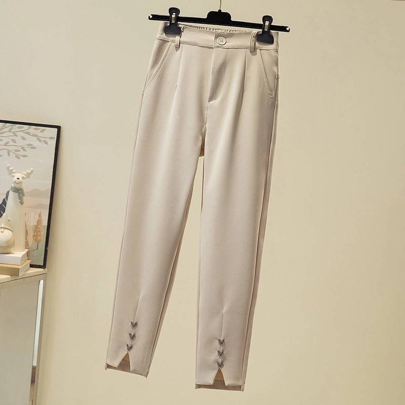 Large Size Women'S High-Waist Irregular Suit Pants Loose Fashion Casual Straight Tube Trousers