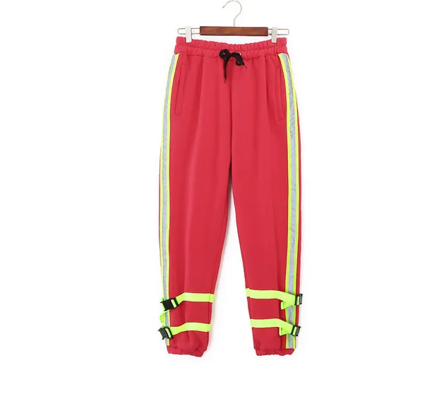 Trendy Brand Hip-Hop Women'S Fashion Casual Skateboard Sports Pants Tooling Vertical Reflective Beam Legs