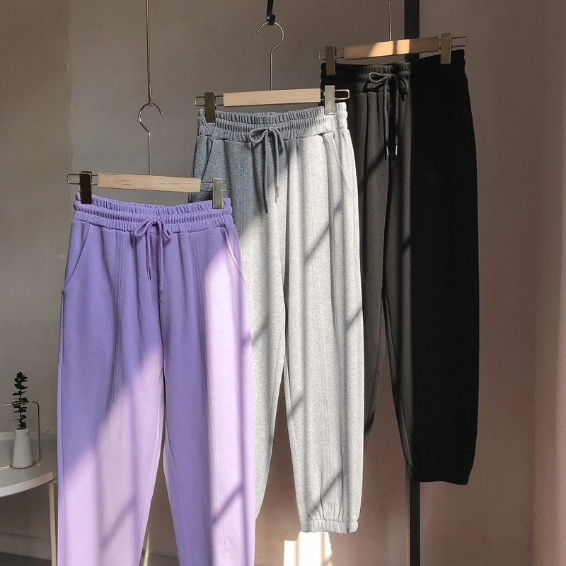 Gray Sweatpants Women's Health Pants Casual Slim Radish High Waist Nine-point Harem Pants