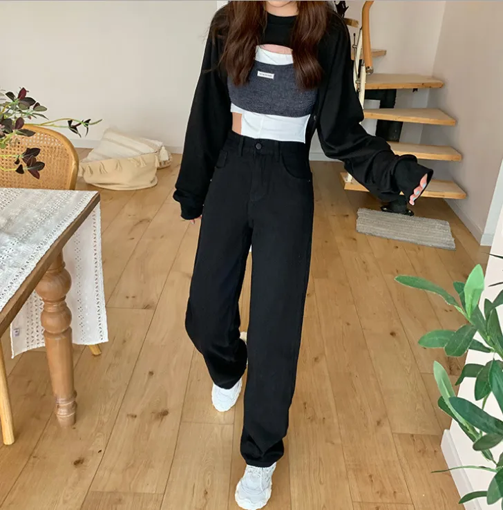 Spring And Autumn Straight Loose Wide-Leg Pants