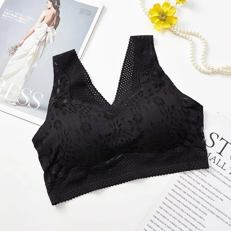 Breathable Seamless Iice Silk No Steel Ring Underwear Lace Beautiful Back Wrapped Chest