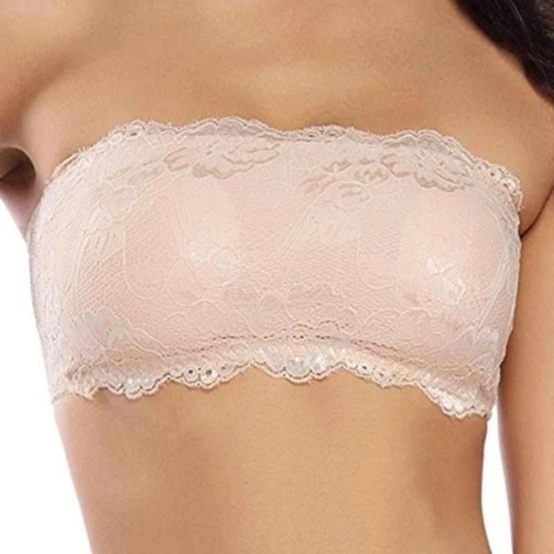 Solid Color Lace Hollow Underwear Strapless Invisible Bra