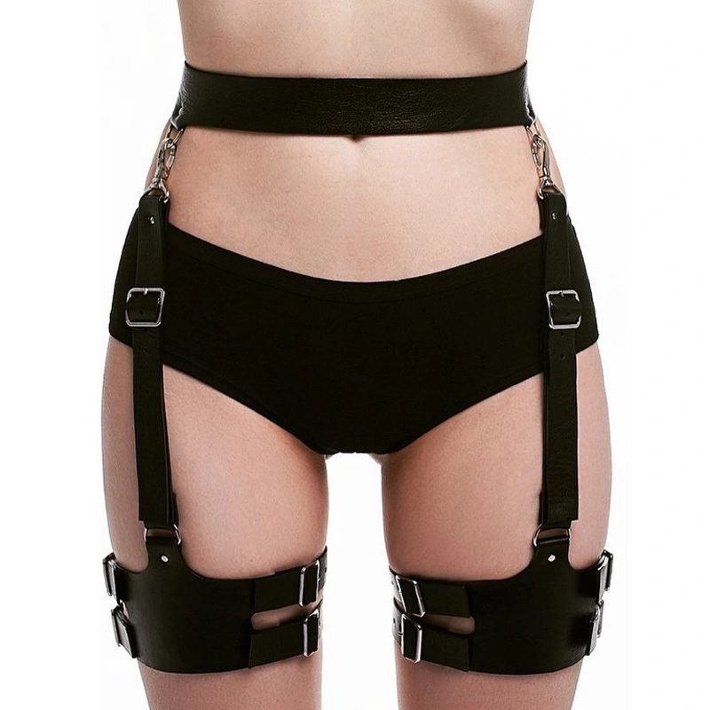 Rock Club Men'S And Women'S Leather Waist Suspender Belt Belt Suspender