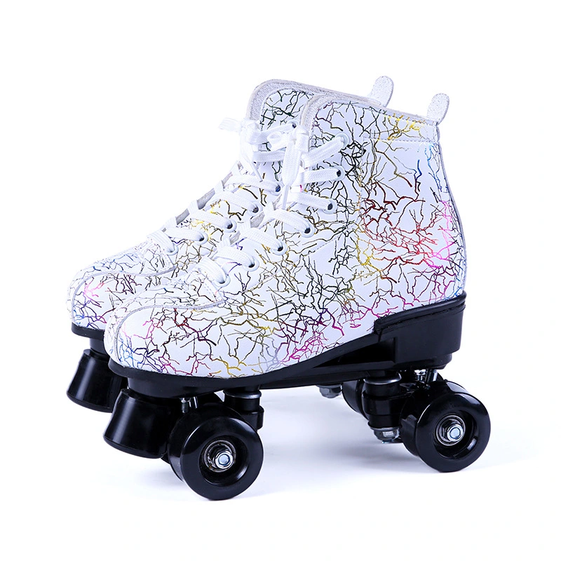  New Black And White Double Row Skates Adult Flash Roller Skates Skating Rink Cross Exclusively For Roller Skates