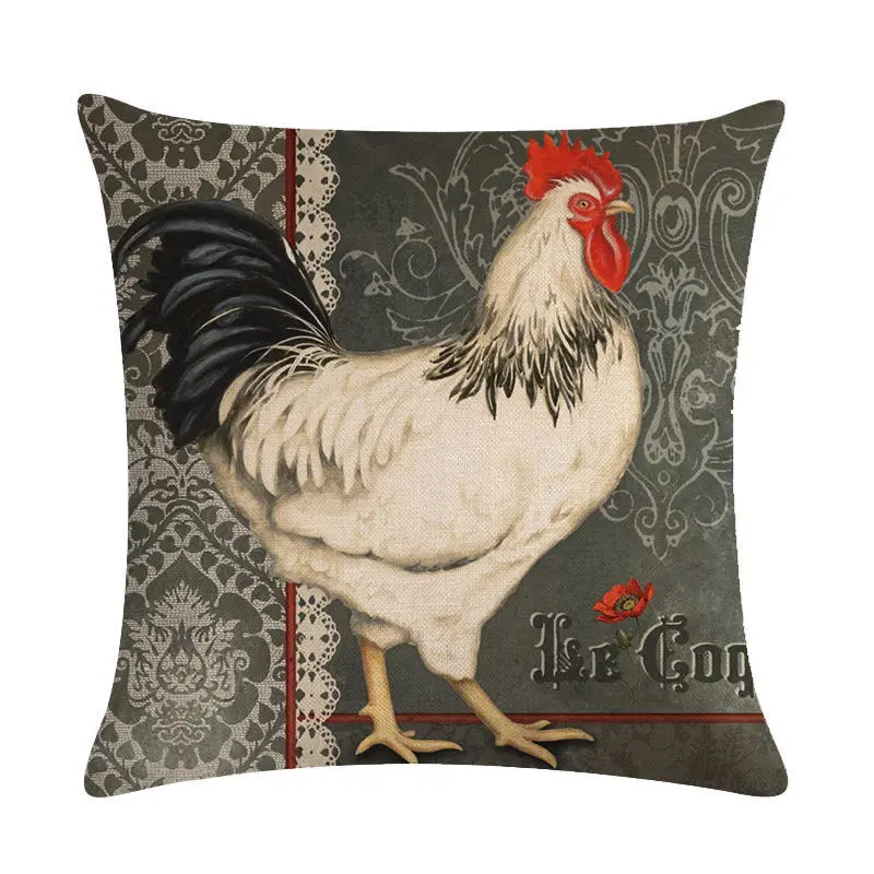 Hen Series Linen Hugging Pillow Case Cushion Cover