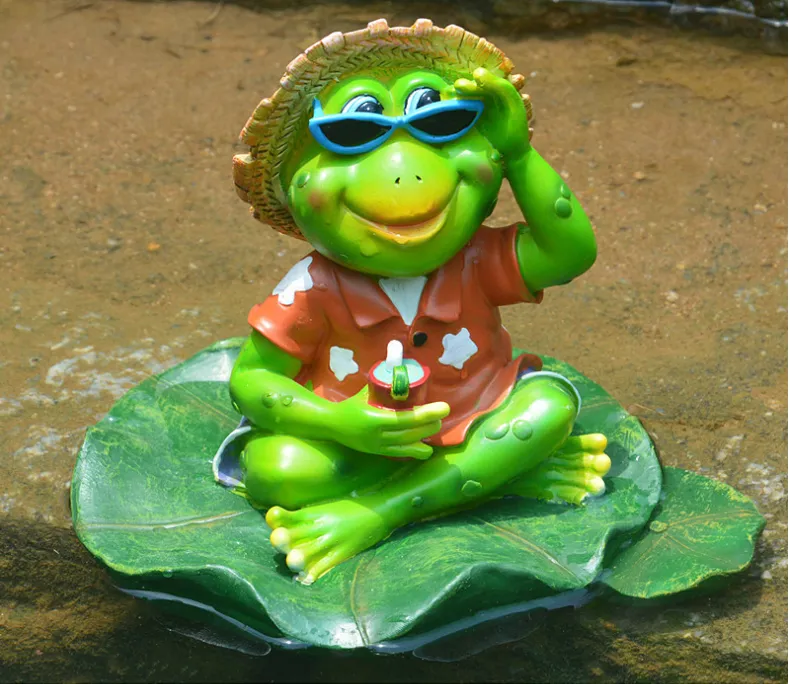 Floating Frog Water Surface Decoration Fish Pond Fountain Flowing Water Landscape Sculpture Resin Crafts Decoration