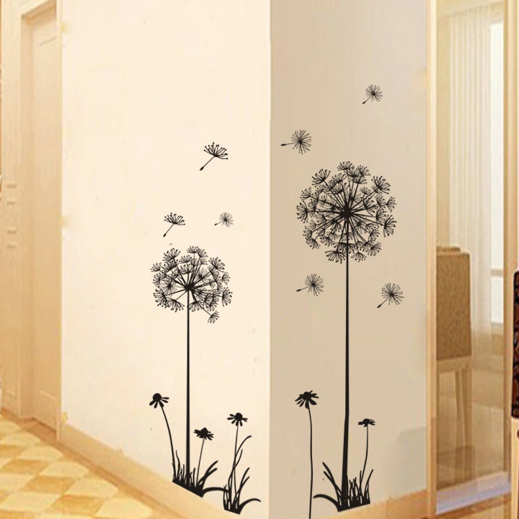 Factory Direct Sale Lm7030 Black Romantic Dandelion Sofa Bedroom Tv Background Sticker Pvc Wall Sticker