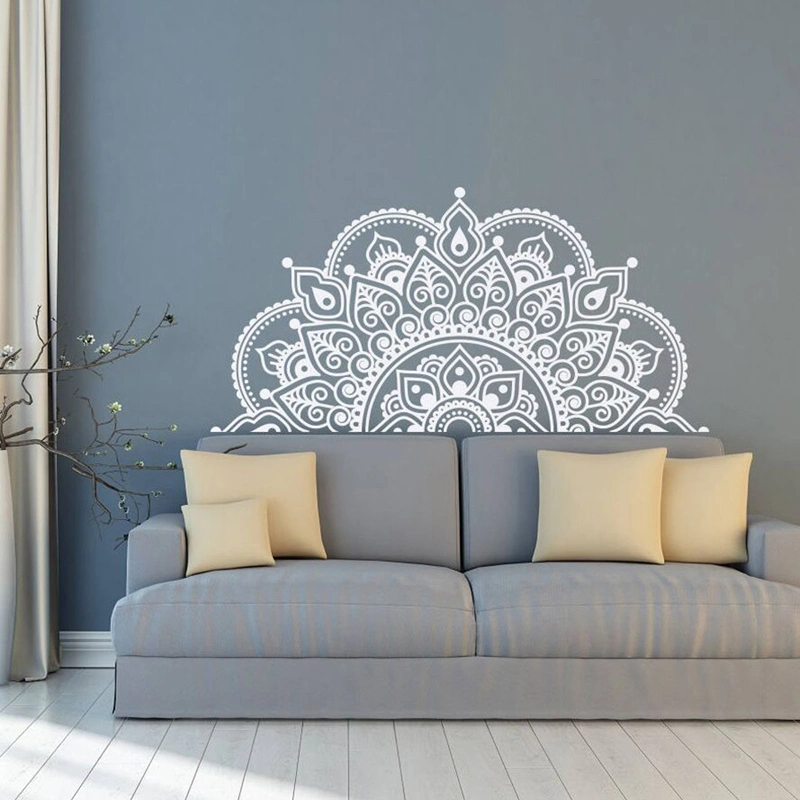Customizable Color Size Semicircle Mandala Flower Pattern Bedside Decoration Carved Sticker