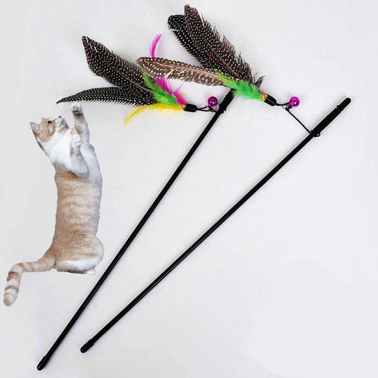 Pearl Bird Funny Cat Stick Feather Pet Toy Bell Funny Cat Stick