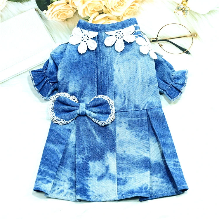 Thin Breathable Denim Stitching Pet Skirt