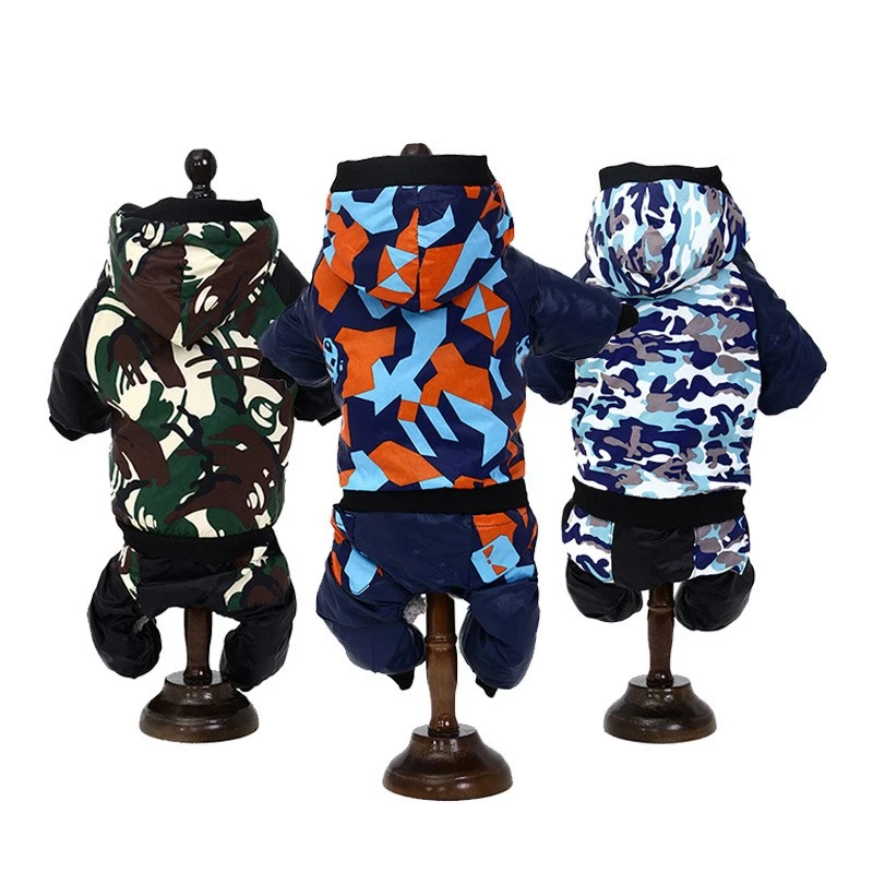 Pet Clothes Autumn Winter Camouflage Hooded Pet Clothing