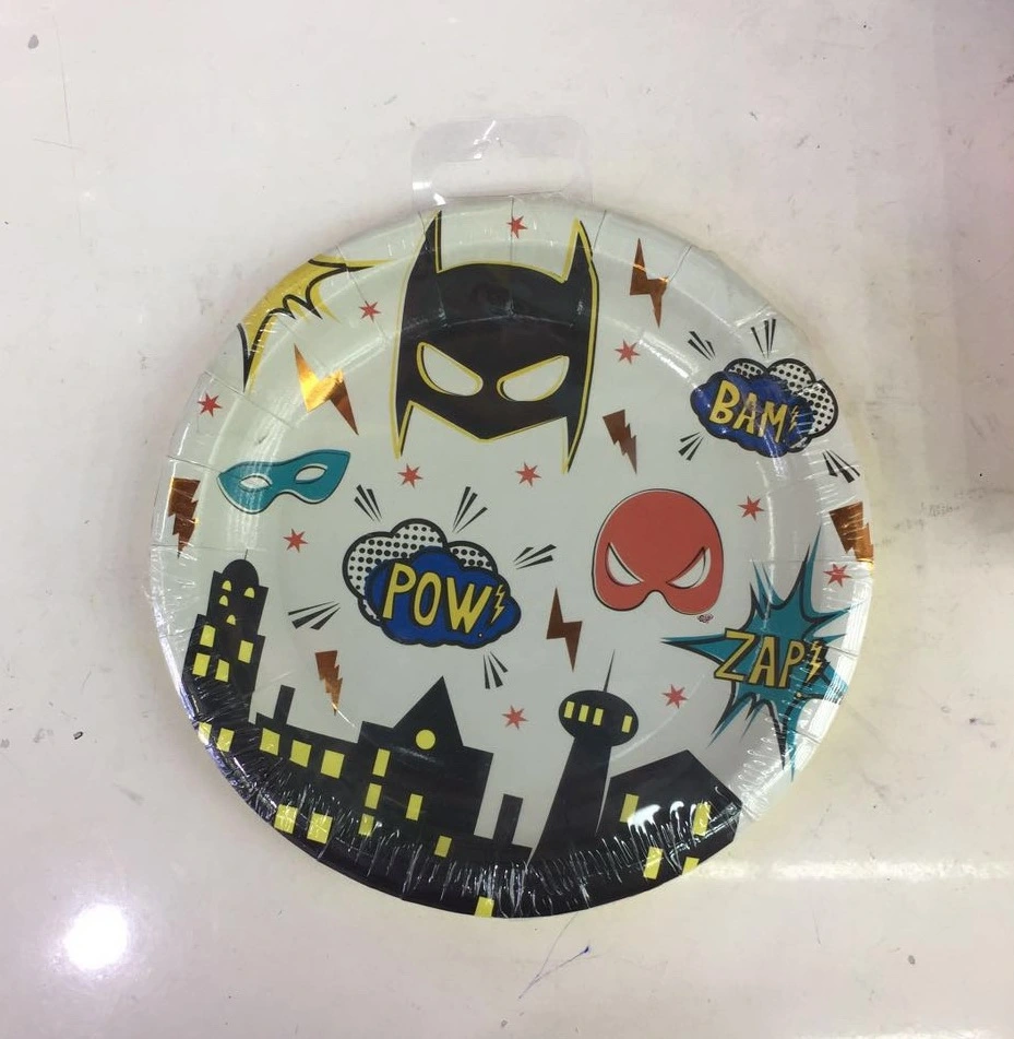 Spot New Zinc Hot Rose Gold Batman Paper Plate Paper Cup Factory Birthday Party Layout Decoration Disposable