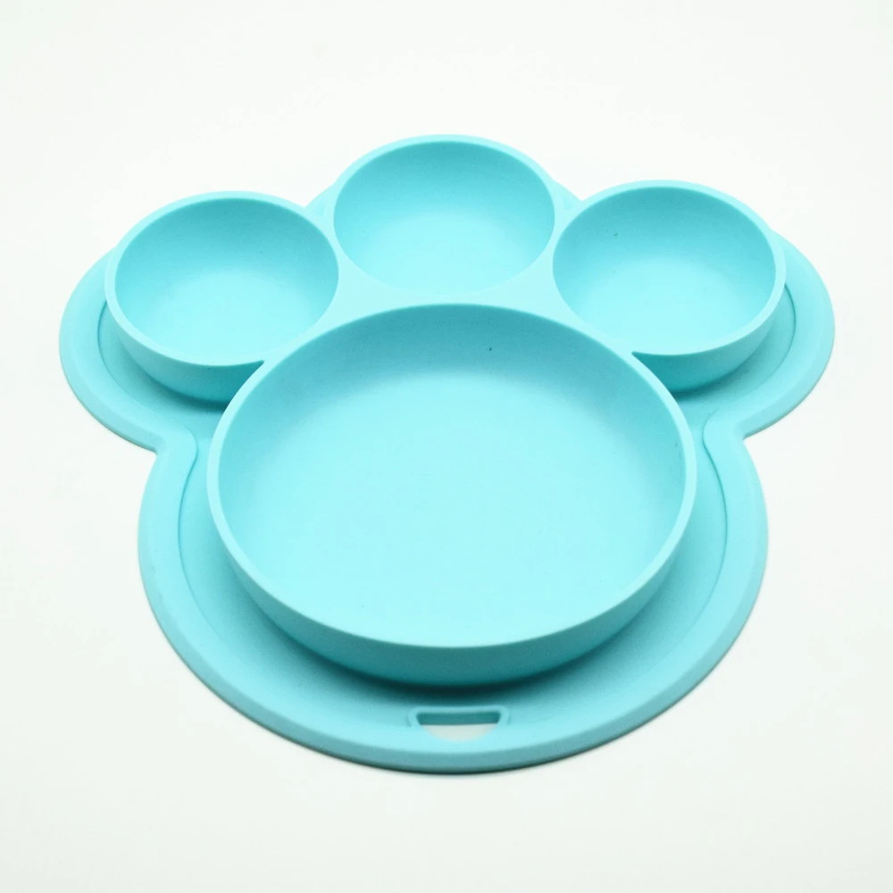 Bear's Paw Children's Plate New Silicone Feeding Tableware With Chassis Hanging Hole Dhildren's Bowl