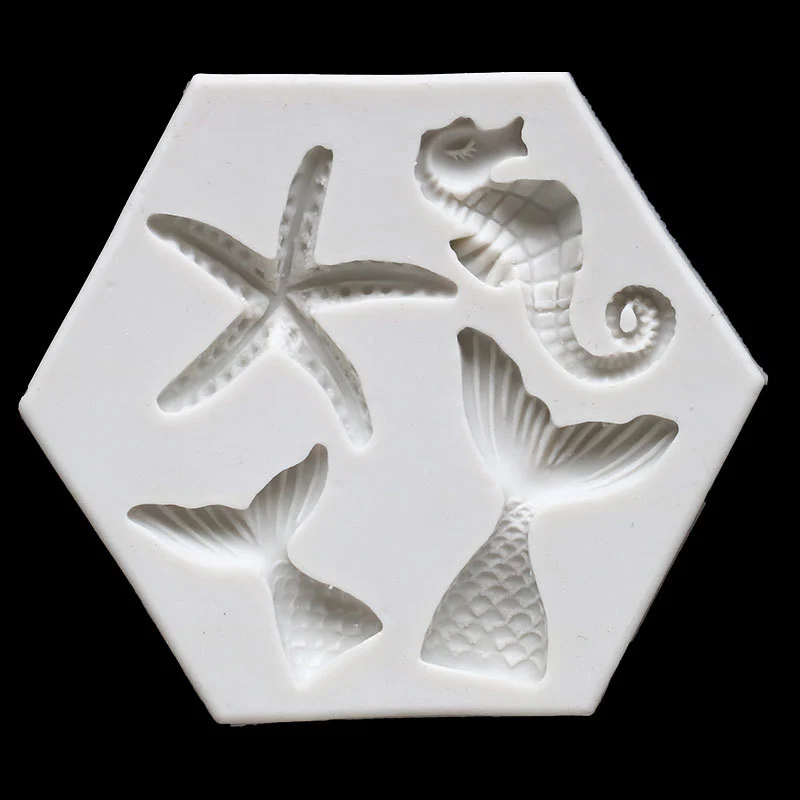 Ocean Series Diy Baking Size Fish Tail Sea Star Seahorse Liquid Silicone Mold