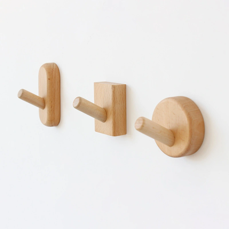 Wall-free perforated beech wood hook round