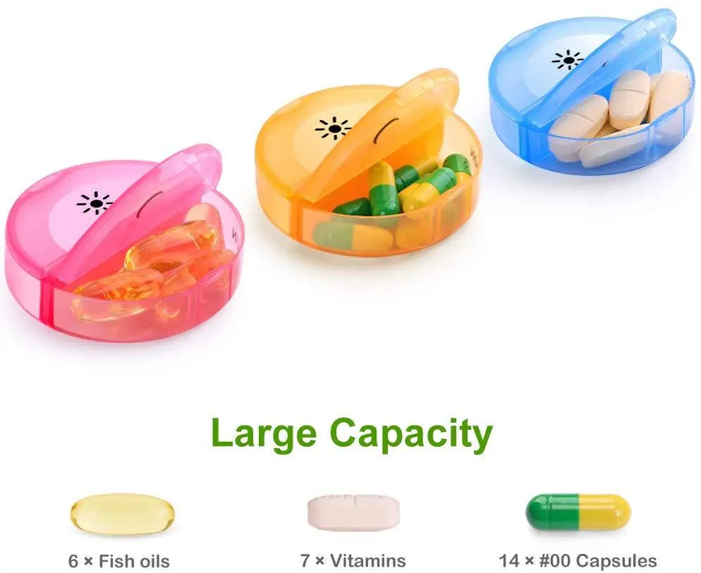 14-compartment Pill Box. High-quality Portable 7-day Pill Box Color Clamshell Morning And Evening Pill Box