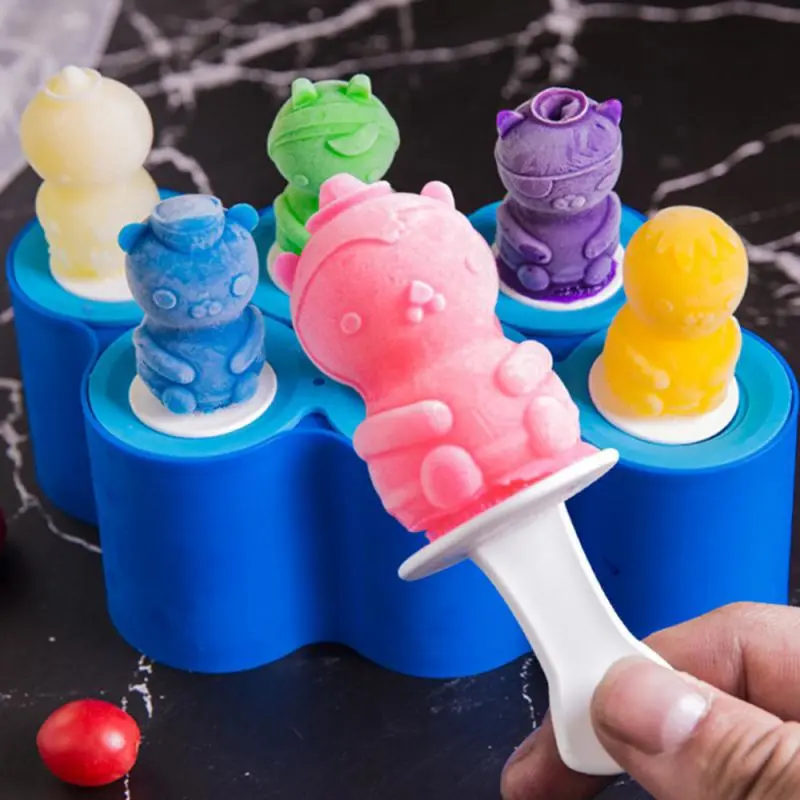 Cartoon Popsicle Mold Silicone Ice Cream Mold Stick Ice Mold Homemade Ice Cube Baby DIY Mini Popsicle Mold