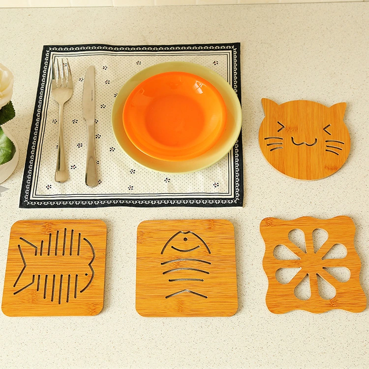 Hollow Wooden Coaster, Kitchen Thickened Anti-Scalding Heat Insulation Pad Placemat, Non-Slip Pot Mat, Bowl Mat, Plate Mat