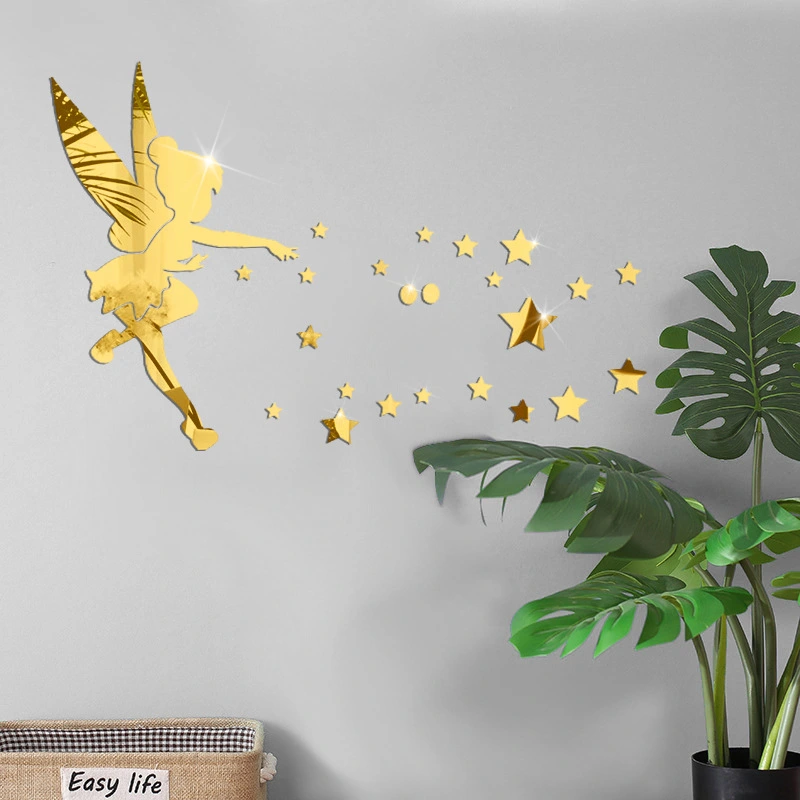 Wall Stickers Dedroom Room Layout Living Room Decoration Angel Stars Little Fairy Mirror