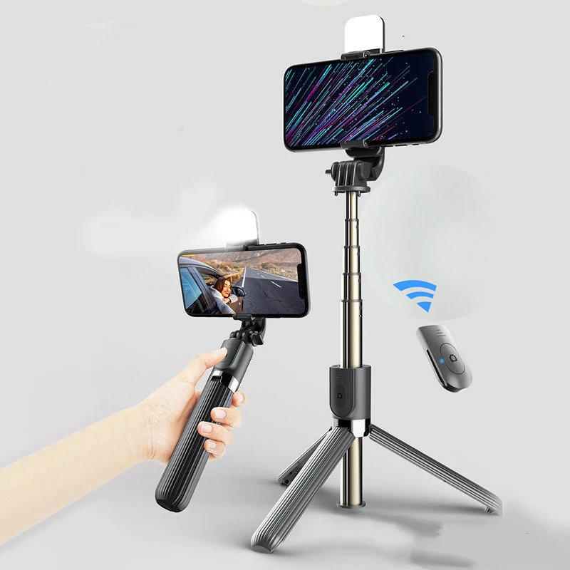 Compatible with Apple, Mobile Phone Remote Control Bluetooth Selfie Stick Mini Folding Light Tripod