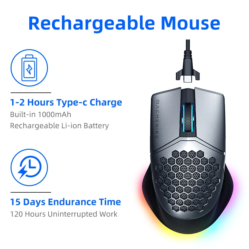 Machenike M8 Gaming Mouse Wireless RGB Mouse Rechargeable 