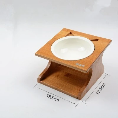 Single And Double Bowls With Slant Mouth On Dining Table Solid Wood Shelf