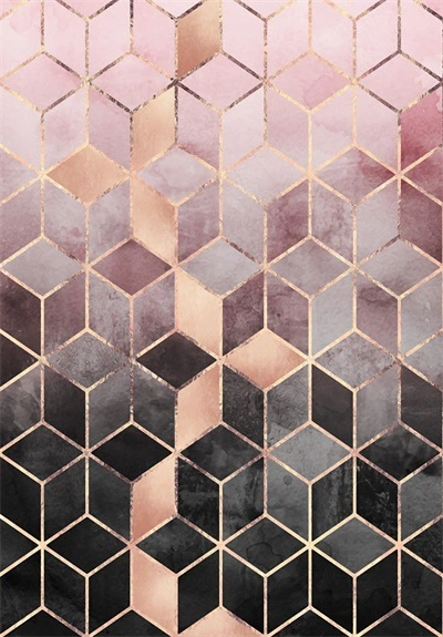 Rose Gold Pink Gradient Diamond Lattice Bedroom Door Living Room Kitchen Floor Mat Carpet