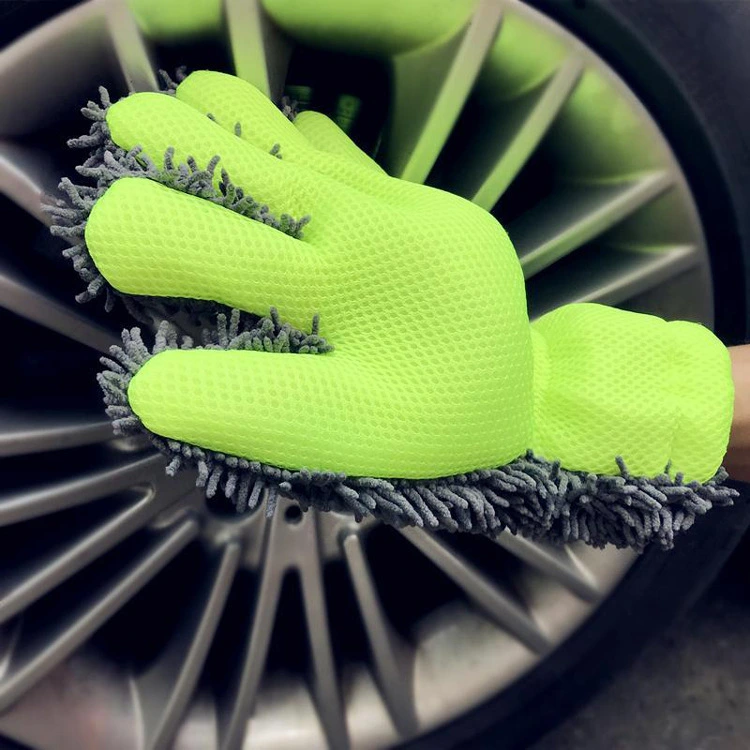 Plenty Of Velvet Thickening Car Wash Housework Cleaning Five-Finger Gloves Sandwich Mesh Hole Cleaning Car