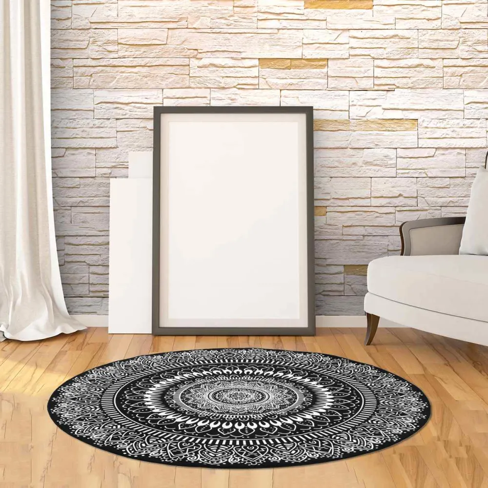 Cross border Black And White Stereo Vision Circular Carpet Living Room Bedroom Coffee Table Mat