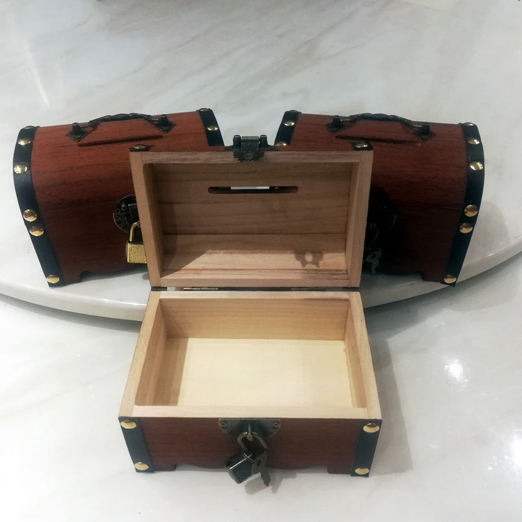 Vintage Wooden Box With Lockbox For Children