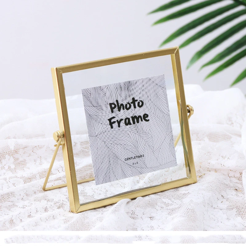 Scandinavian Style Geometric Metal Glass Photo Frame