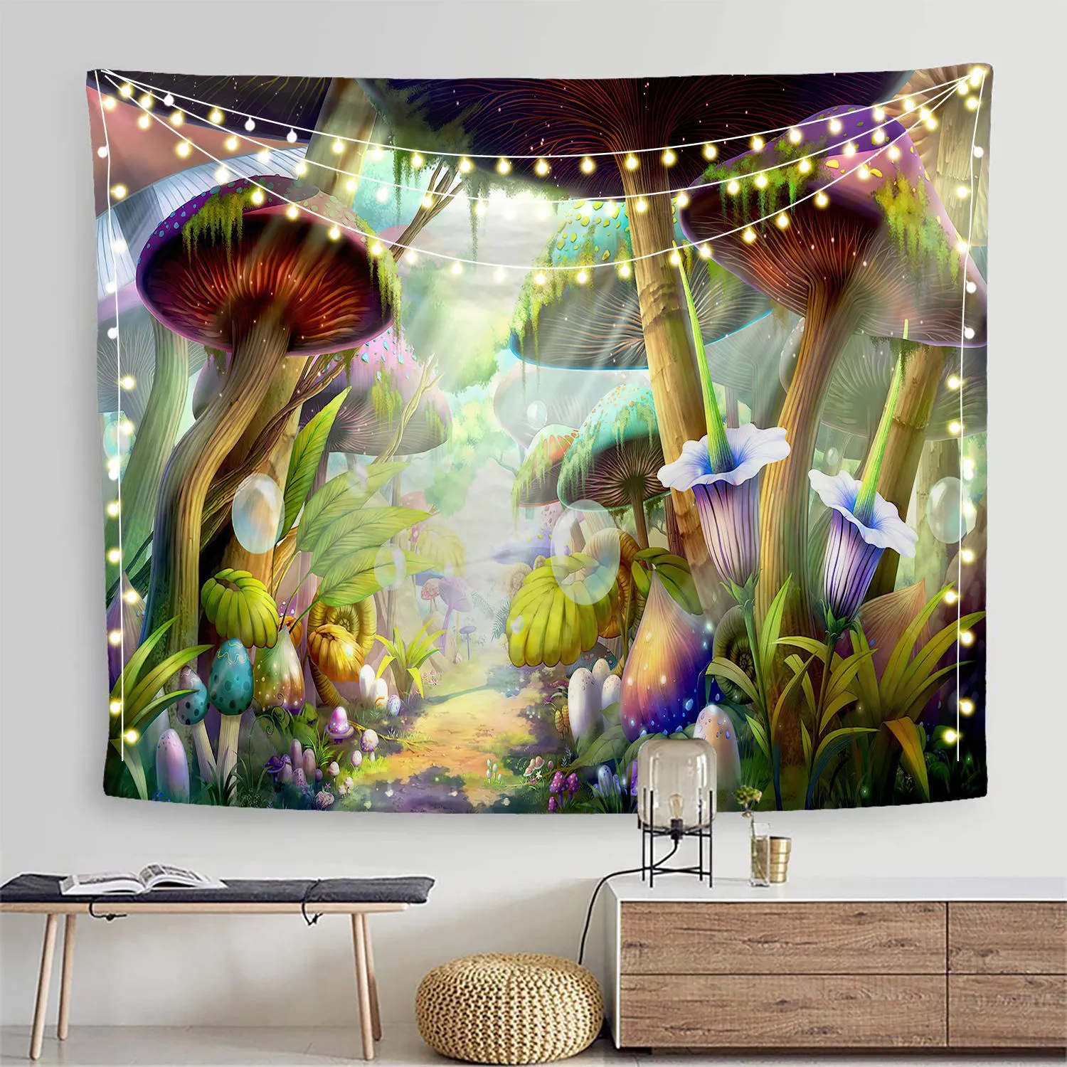 Wish Amazon Tapestry Color Mushroom Series Printing Home Decoration Tapestry Wall Hanging One Drop