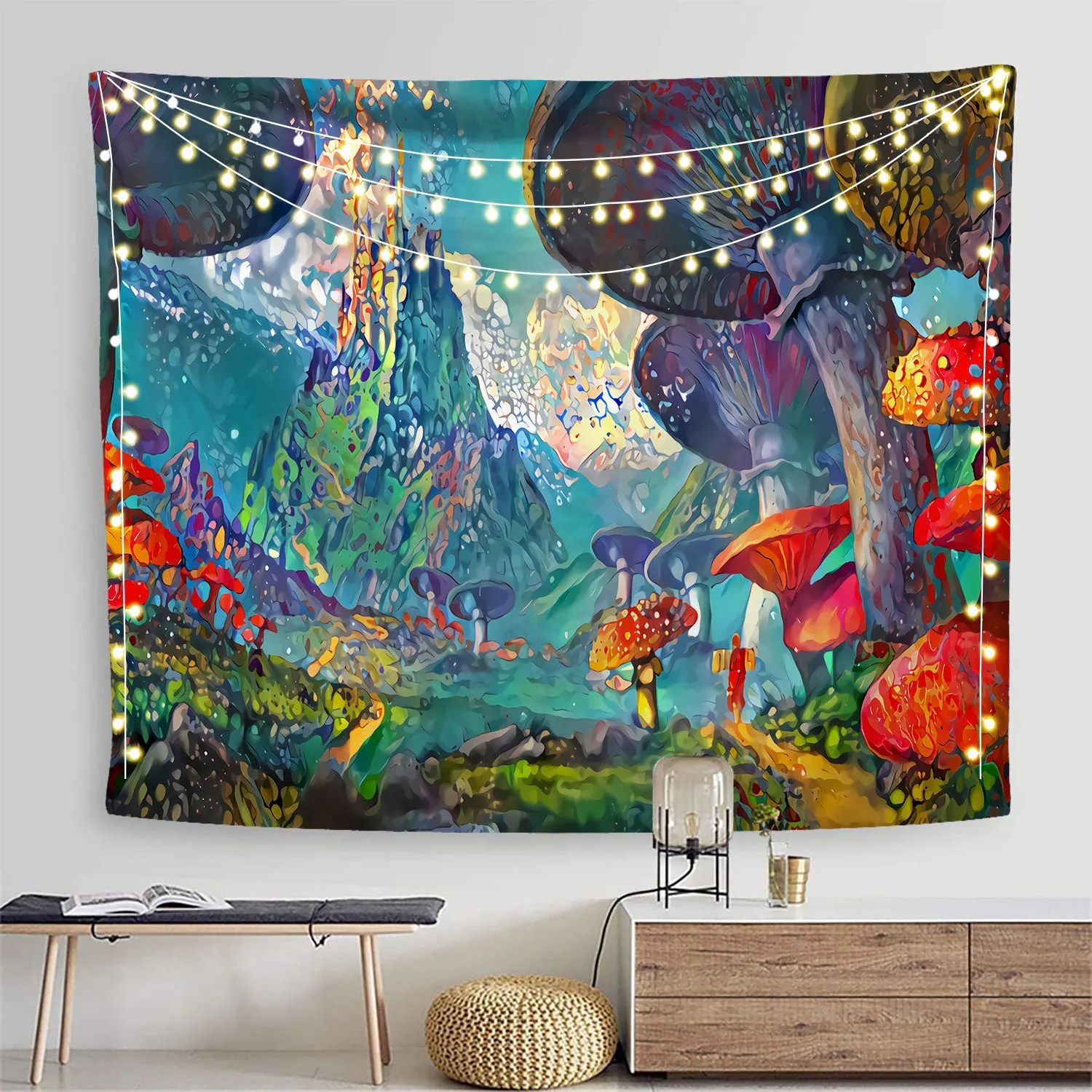 Wish Amazon Tapestry Color Mushroom Series Printing Home Decoration Tapestry Wall Hanging One Drop