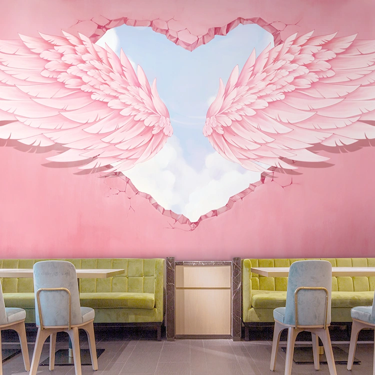 3D Angel Wings Wallpaper Wall Covering Net Celebrity Photo Live Background Wall Paper Personality Gym Dance Studio Mural