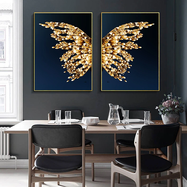 Home Furnishing Golden Butterfly Canvas Painting