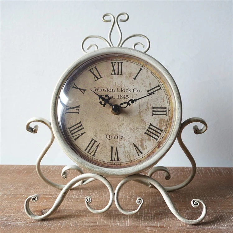 Zinc Recommends European Style Wrought Iron Mute Creative Desk Clock, Retro Clock, Living Room Decoration Clock