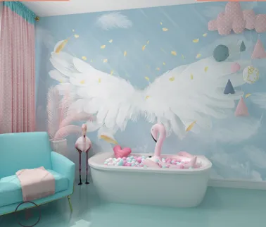 Three-Dimensional Angel Wings Wallpaper