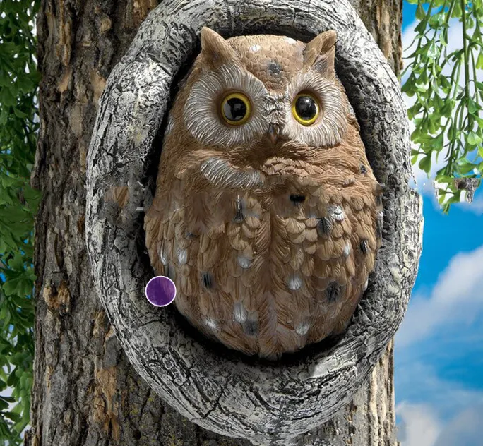 Owl Decorative Resin Ornaments Tree Statue Garden Field Garden Courtyard Bird Repellent Anti-Real Crafts