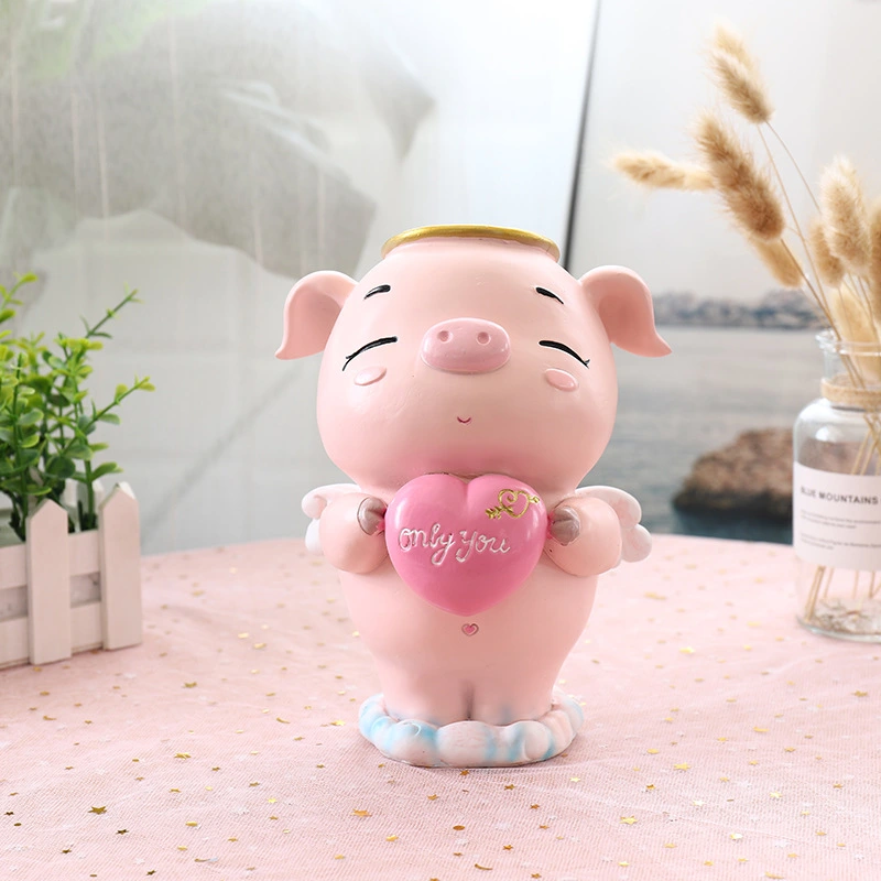 Creative Ins Lovely Angel Golden Pig Deposit Pot Girl Heart Craft Gift Student Gift Resin Ornament