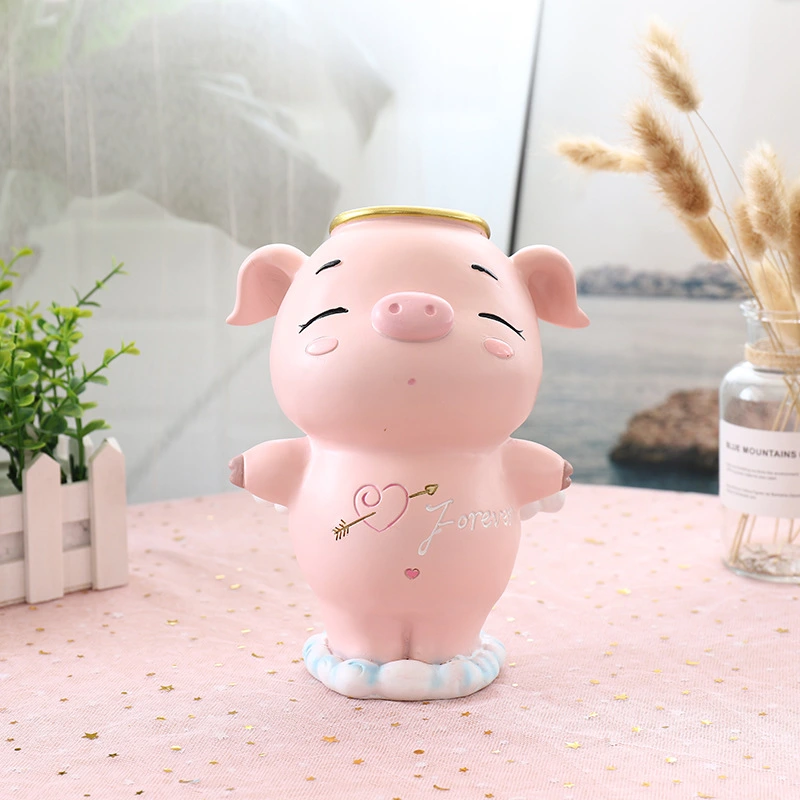 Creative Ins Lovely Angel Golden Pig Deposit Pot Girl Heart Craft Gift Student Gift Resin Ornament