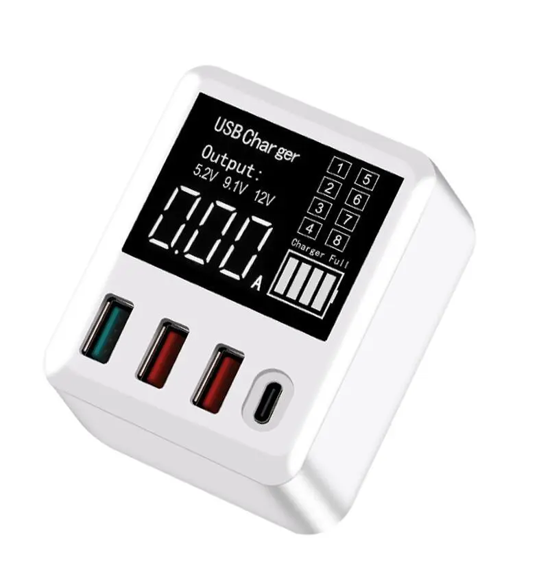 4-Port USB Multi-Function Travel Charger With LED Digital Display